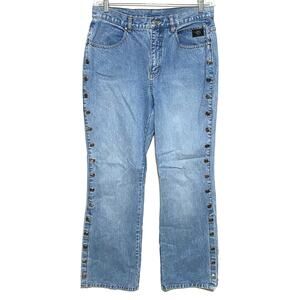 Harley Davidson Rivet Side Snap Buttons Jeans Womens 12 /31 Baddie Motorcycle